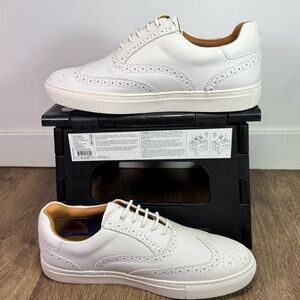 Bar III White Men's Brogue-Style Leather Sneakers